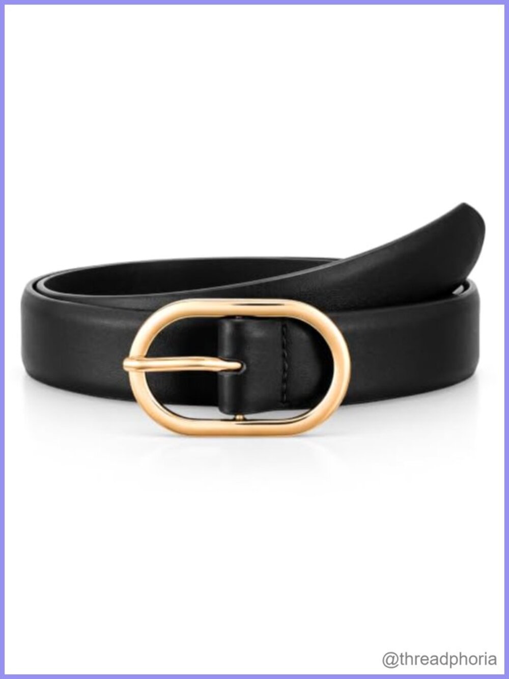 Women PU Leather Belt Oval Gold Buckle Casual Waist Belt for Jeans Pants
